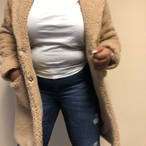 Beige teddy coat
